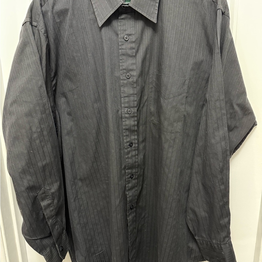 Hill And Archer Black Striped Long Sleeve Button Down Shirt Size 18 34-35 (W-12)